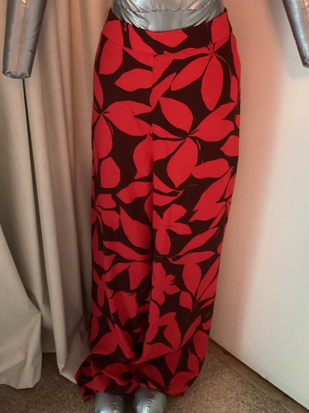 MNG Red Flowy Floral Wide-Leg Palazzo Pants